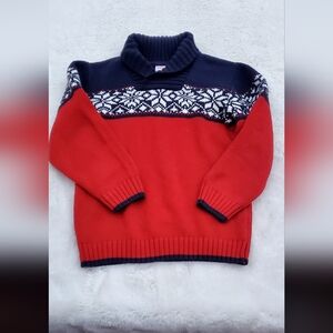 Cute Red and Navy Sweater with Snowflake Pattern Size 5T